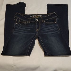 American Eagle dark wash mid rise kick boot jeans size 2